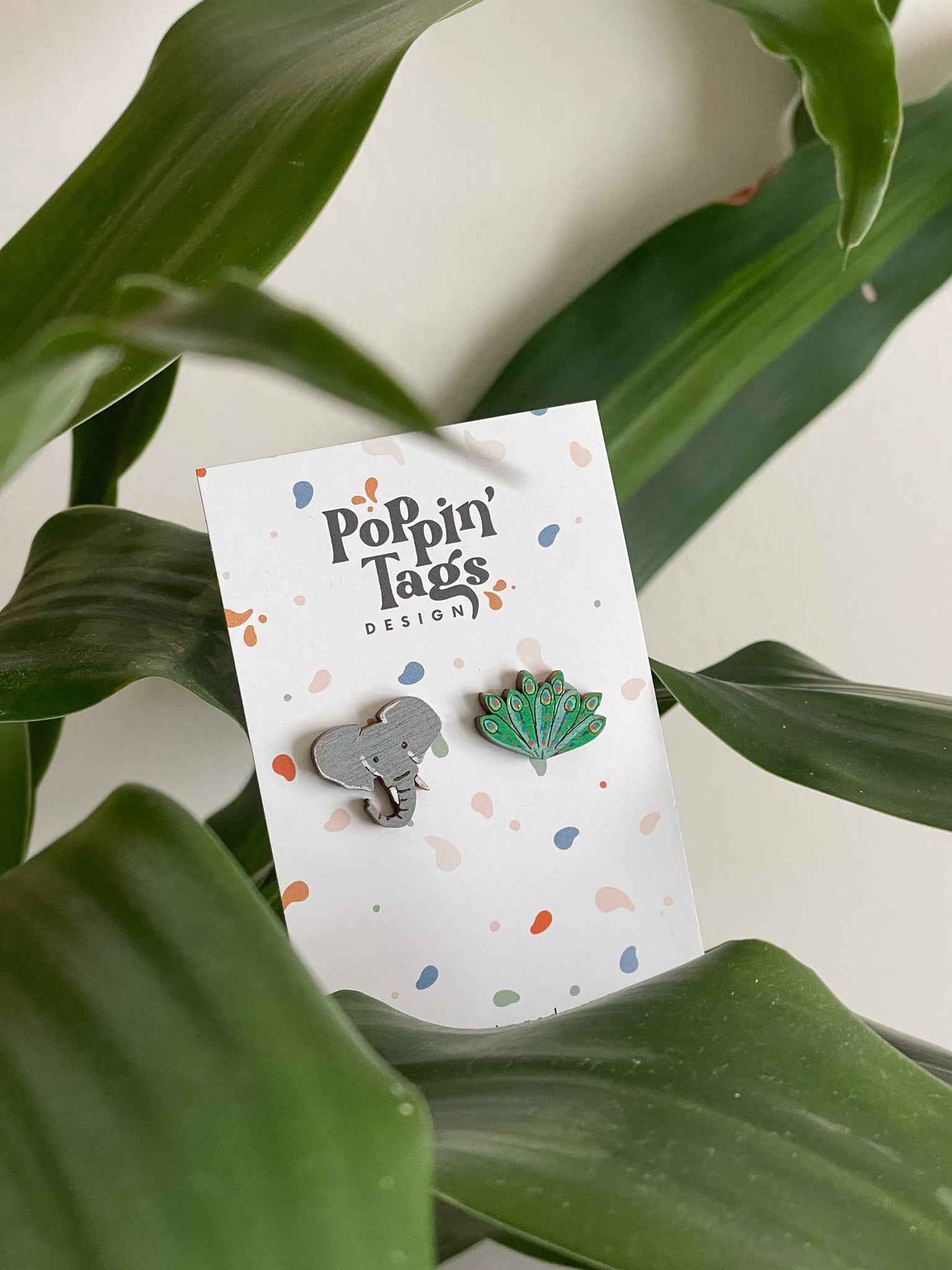 Earrings: Elephant and Peacock