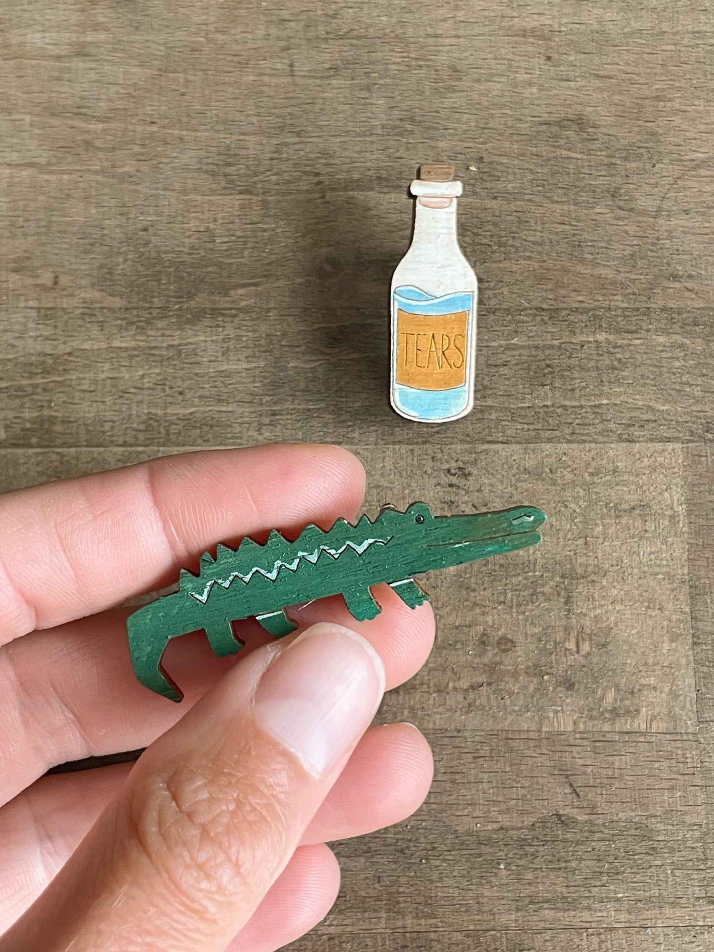Paired Brooches: Crocodile Tears