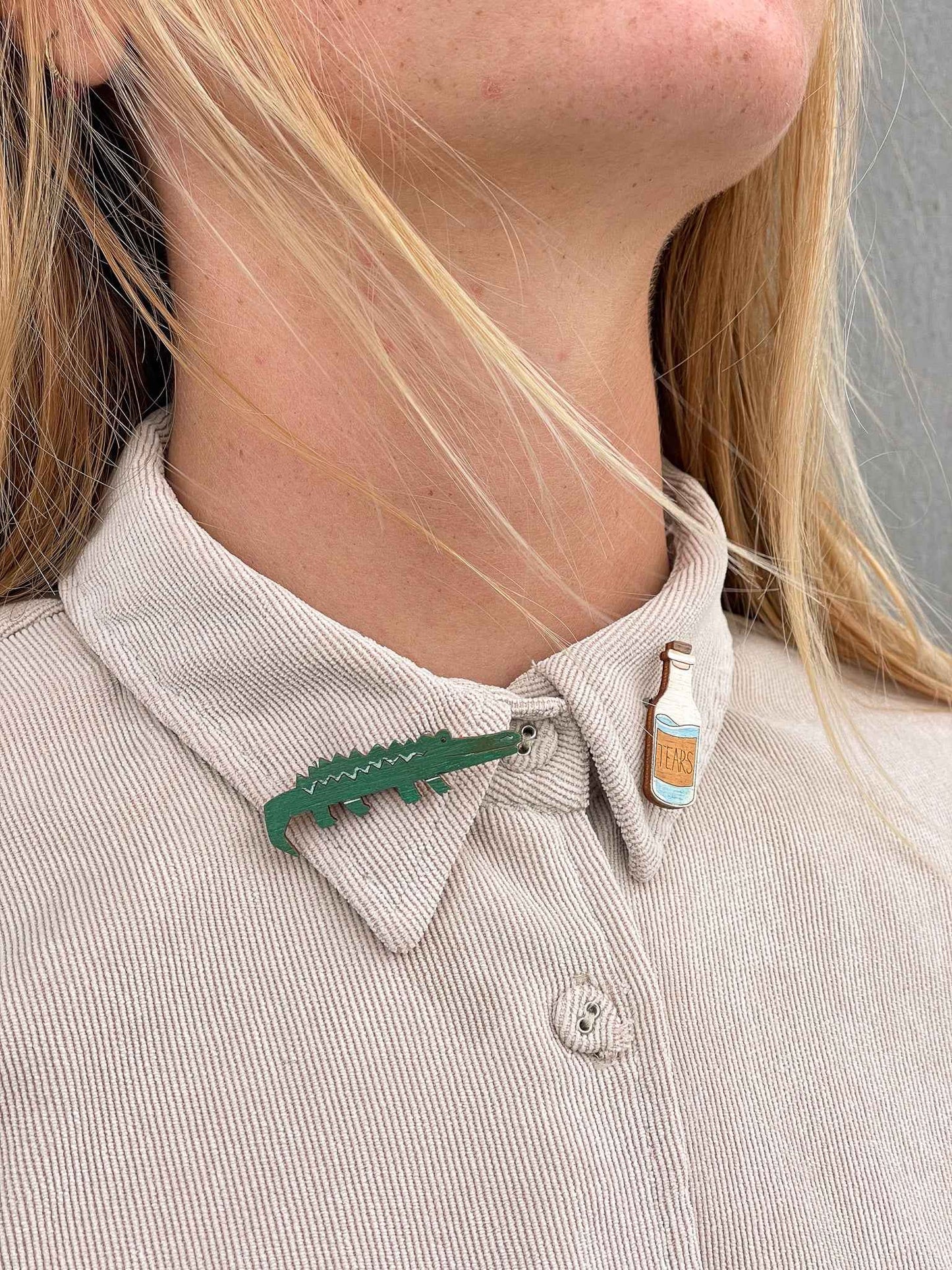 Paired Brooches: Crocodile Tears