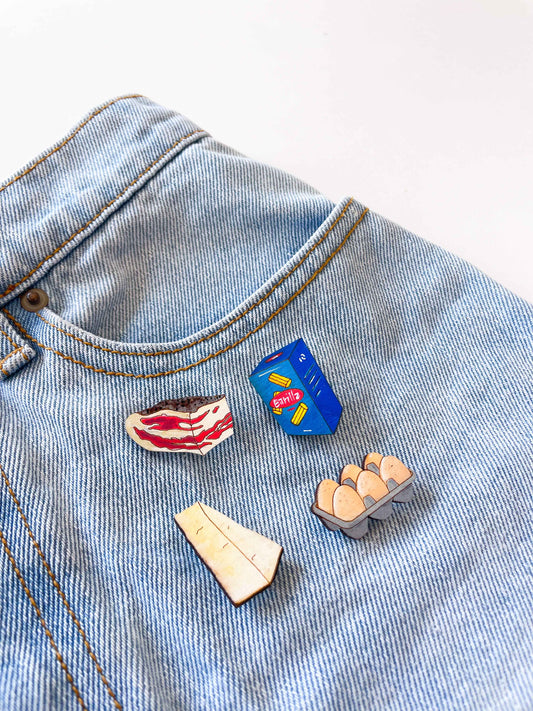 Brooches in set: Pasta Carbonara