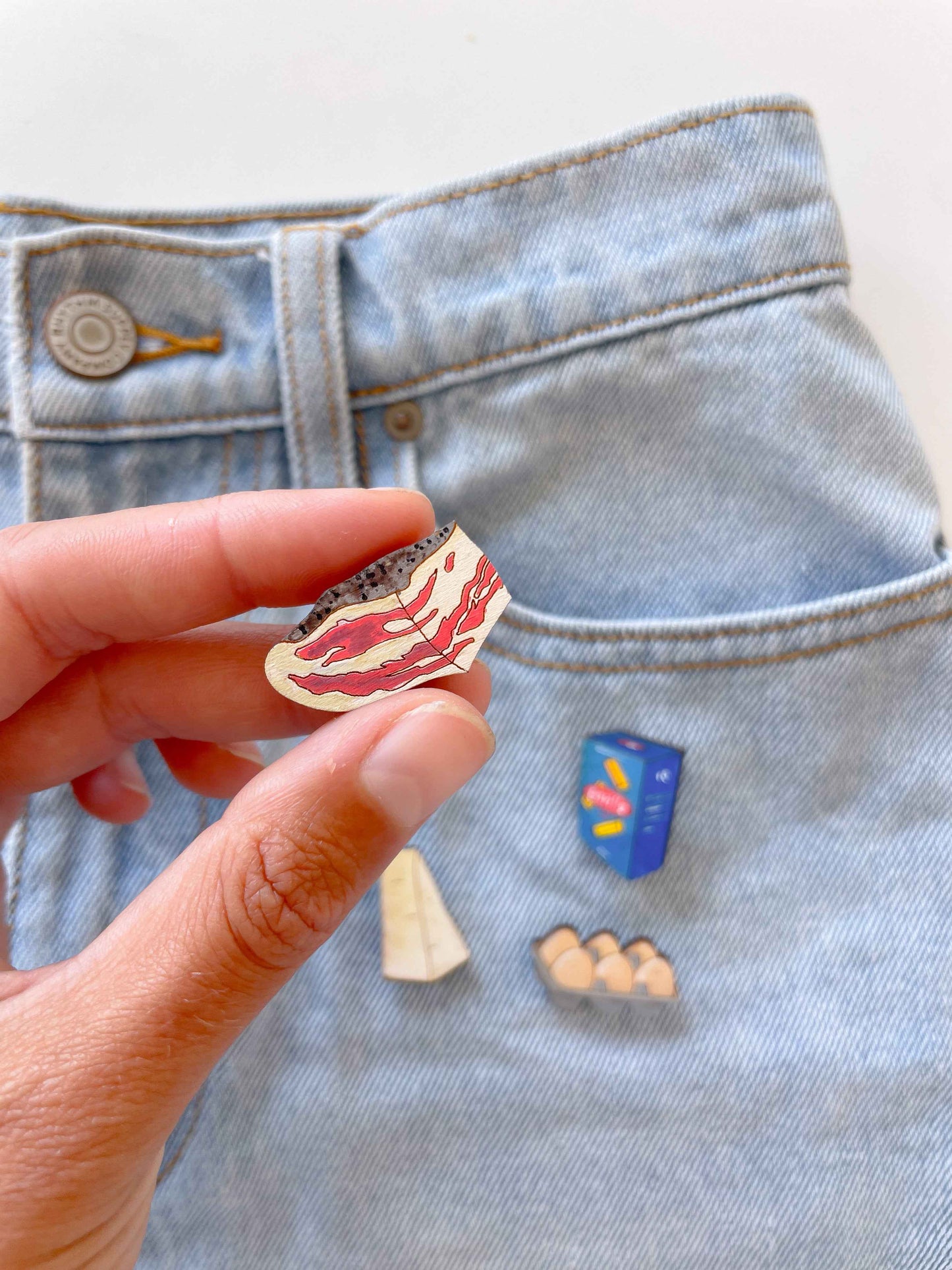 Brooches in set: Pasta Carbonara