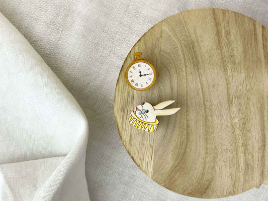 Paired Brooches: White Rabbit