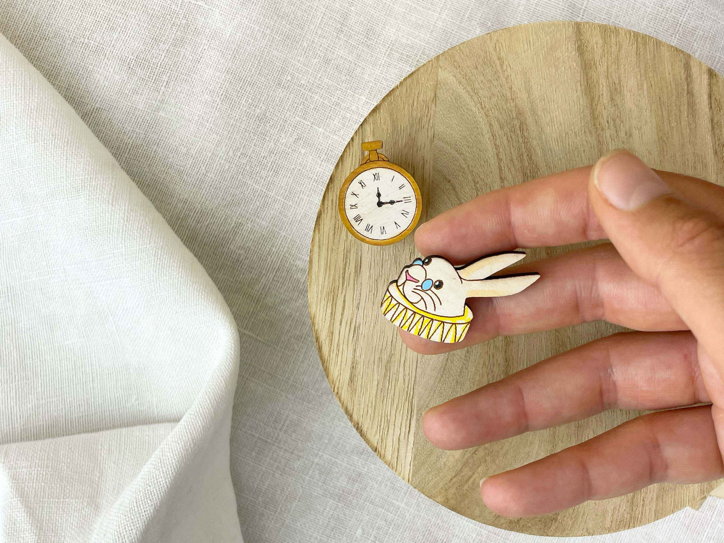 Paired Brooches: White Rabbit