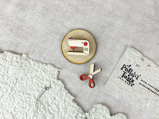 Paired Brooches: Sewing Machine