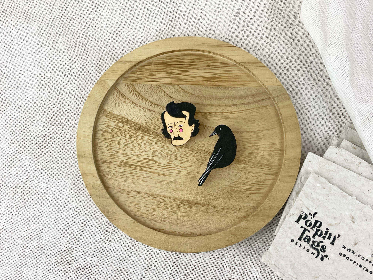 Paired Brooches: Edgar Allan Poe