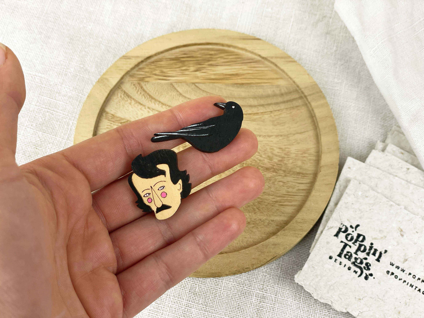 Paired Brooches: Edgar Allan Poe