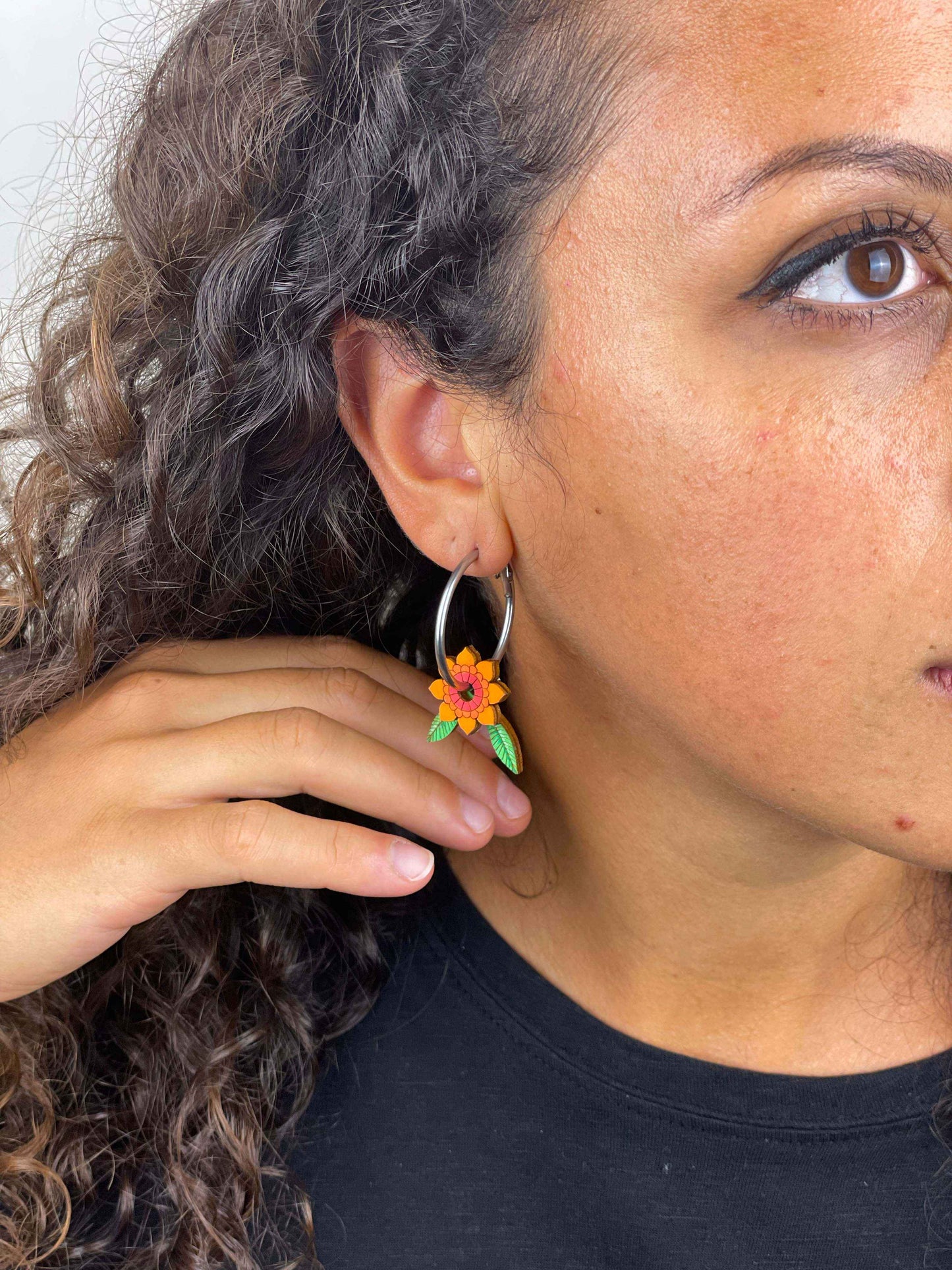 Hoop Earrings: Flowers