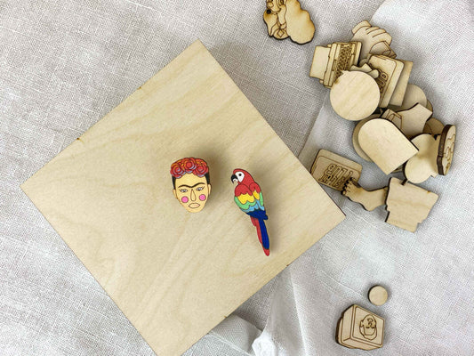 Paired Brooches: Frida Kahlo