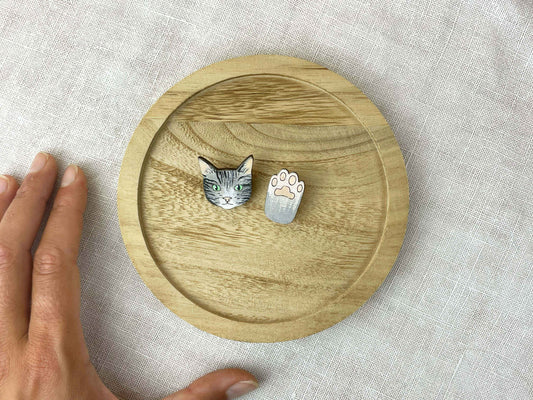 Paired Brooches: Cat and Paw