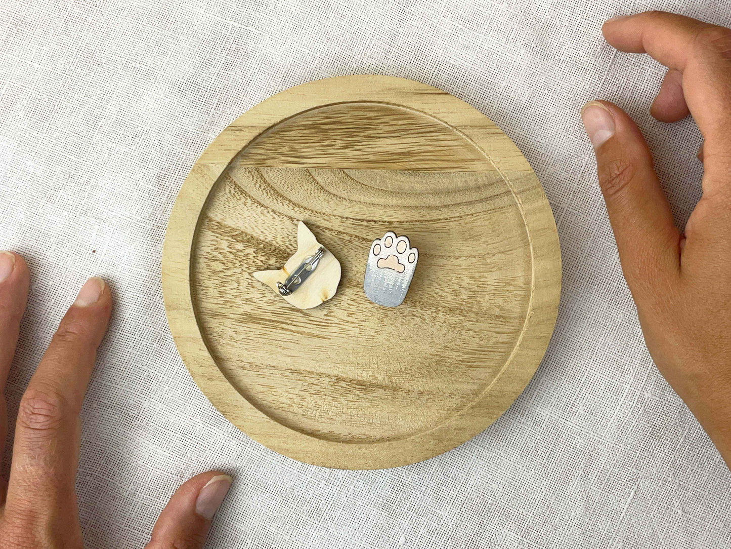 Paired Brooches: Cat and Paw
