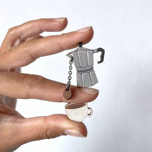 Paired Brooches: Italian Coffee