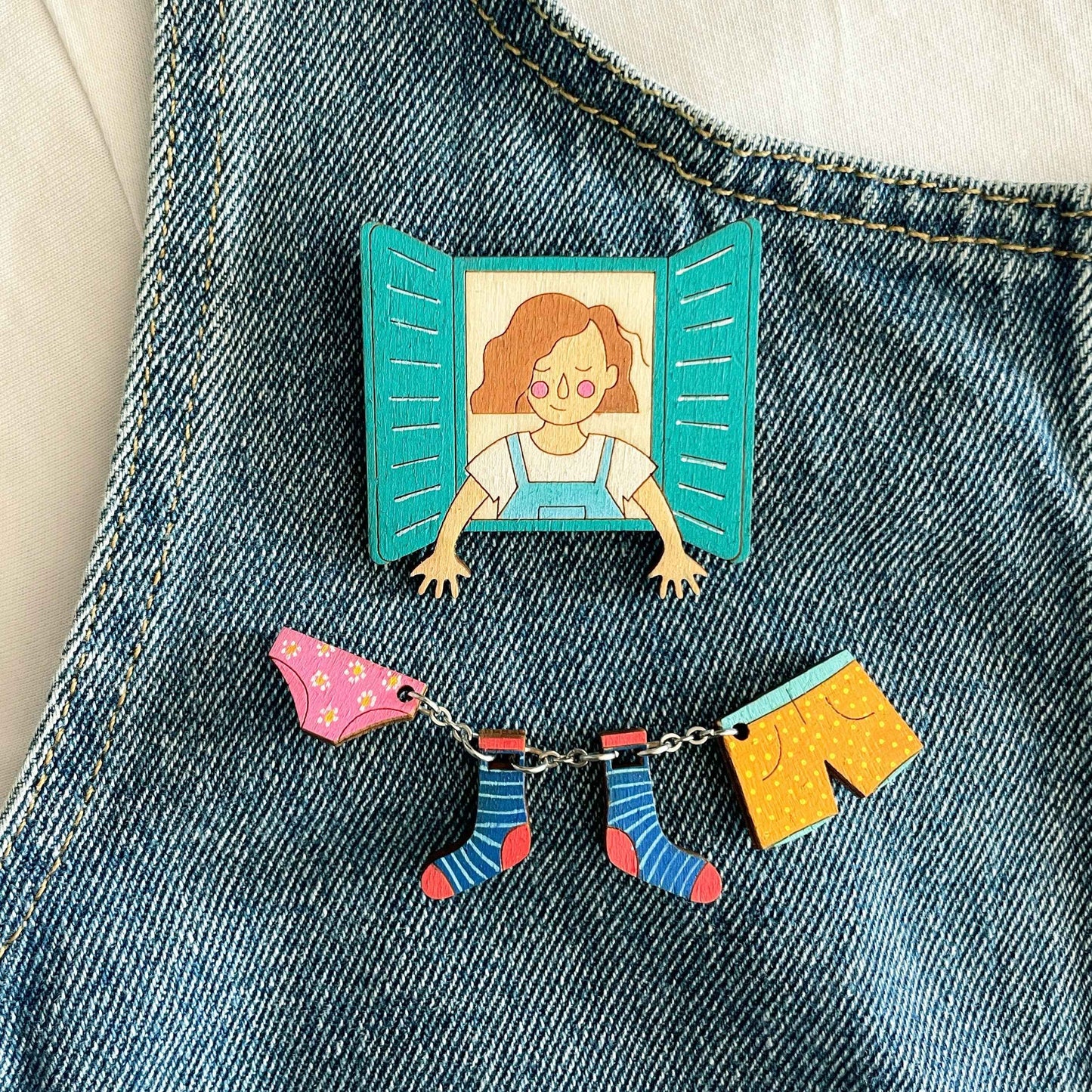 Brooches in set: Hang the Laundry