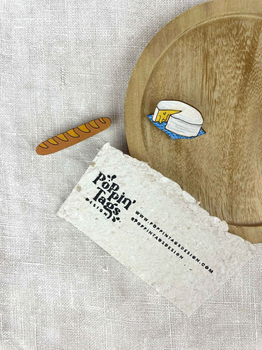 Paired Brooches: Camembert and Baguette