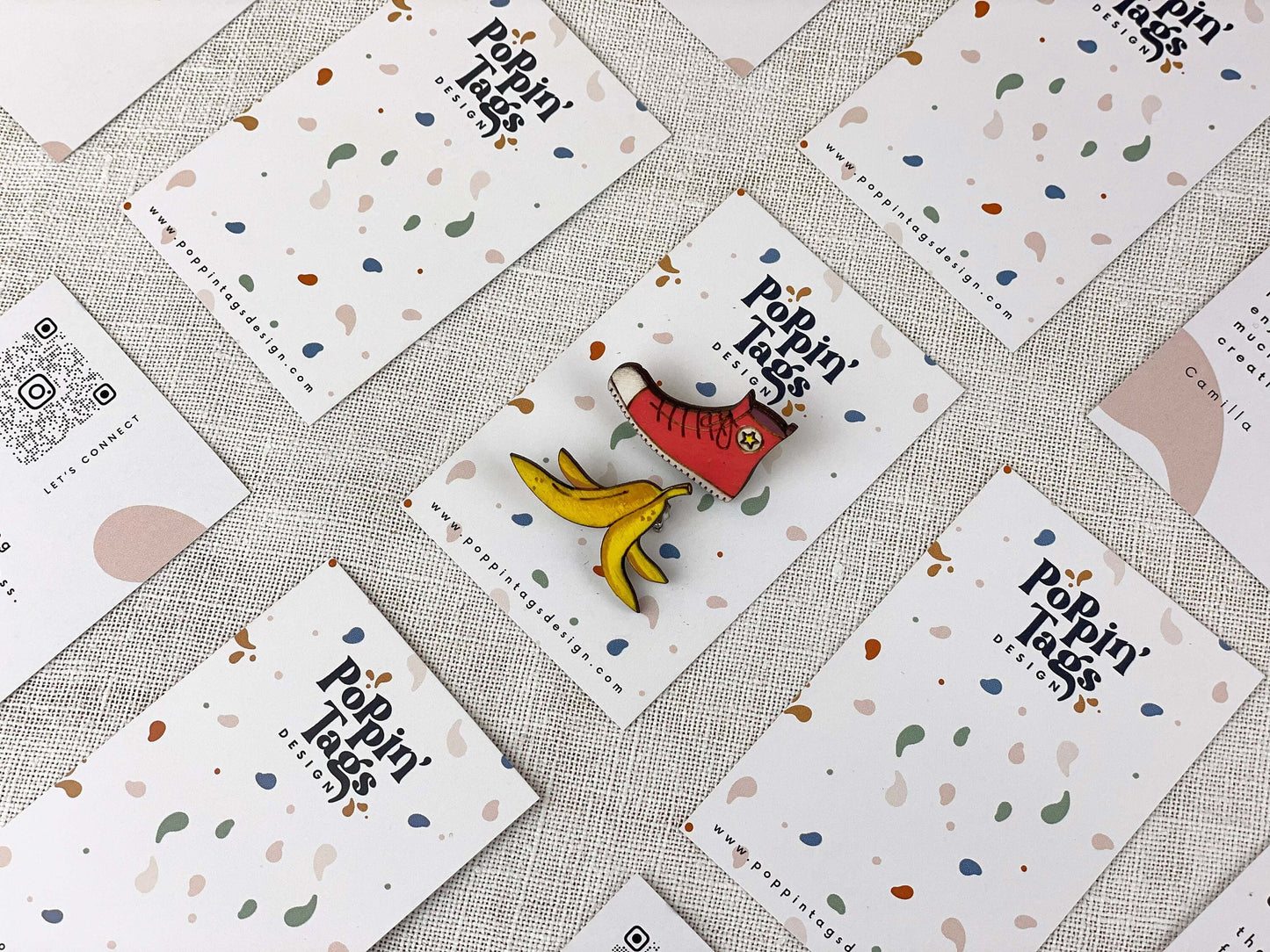 Paired Brooches: Banana Peel