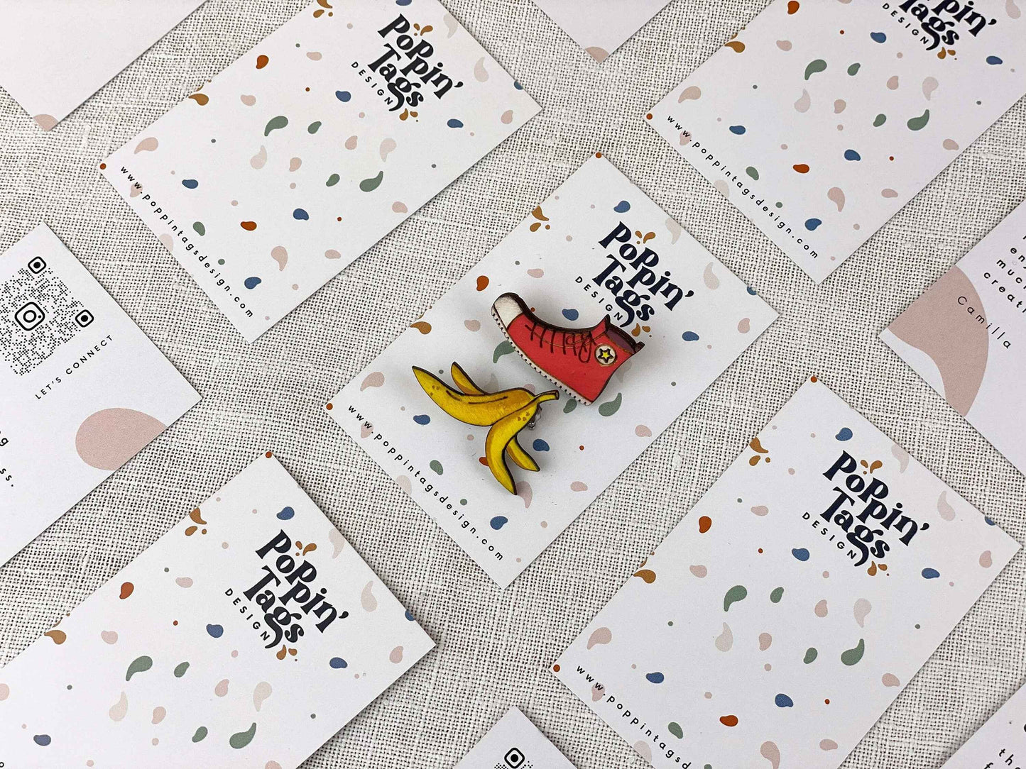 Paired Brooches: Banana Peel