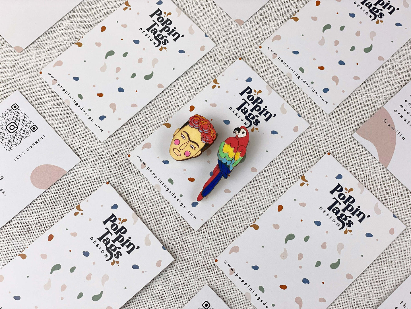 Paired Brooches: Frida Kahlo