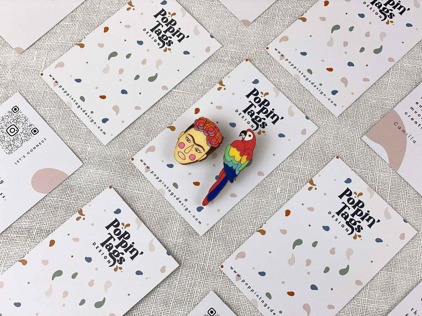 Paired Brooches: Frida Kahlo