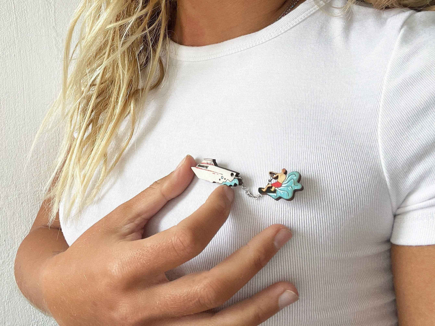 Paired Brooches: Wakeboard