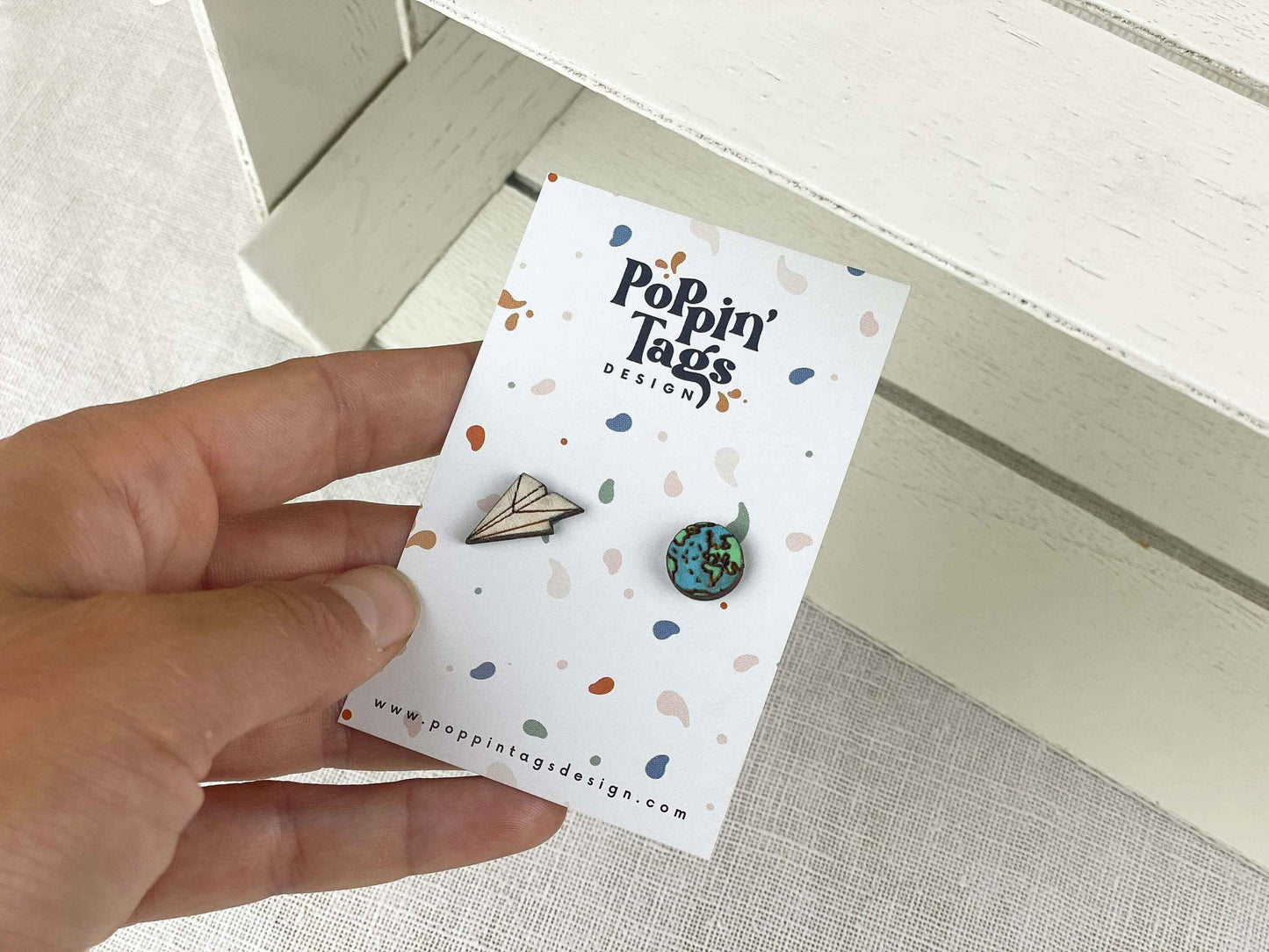 Earrings: World and Paper Plane
