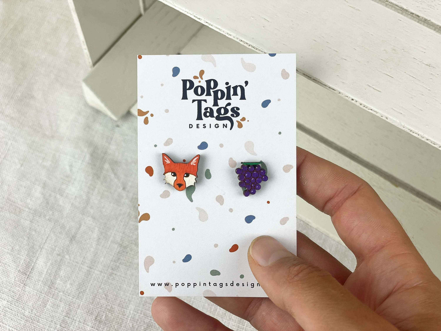 Earrings: the Fox and the Grapes