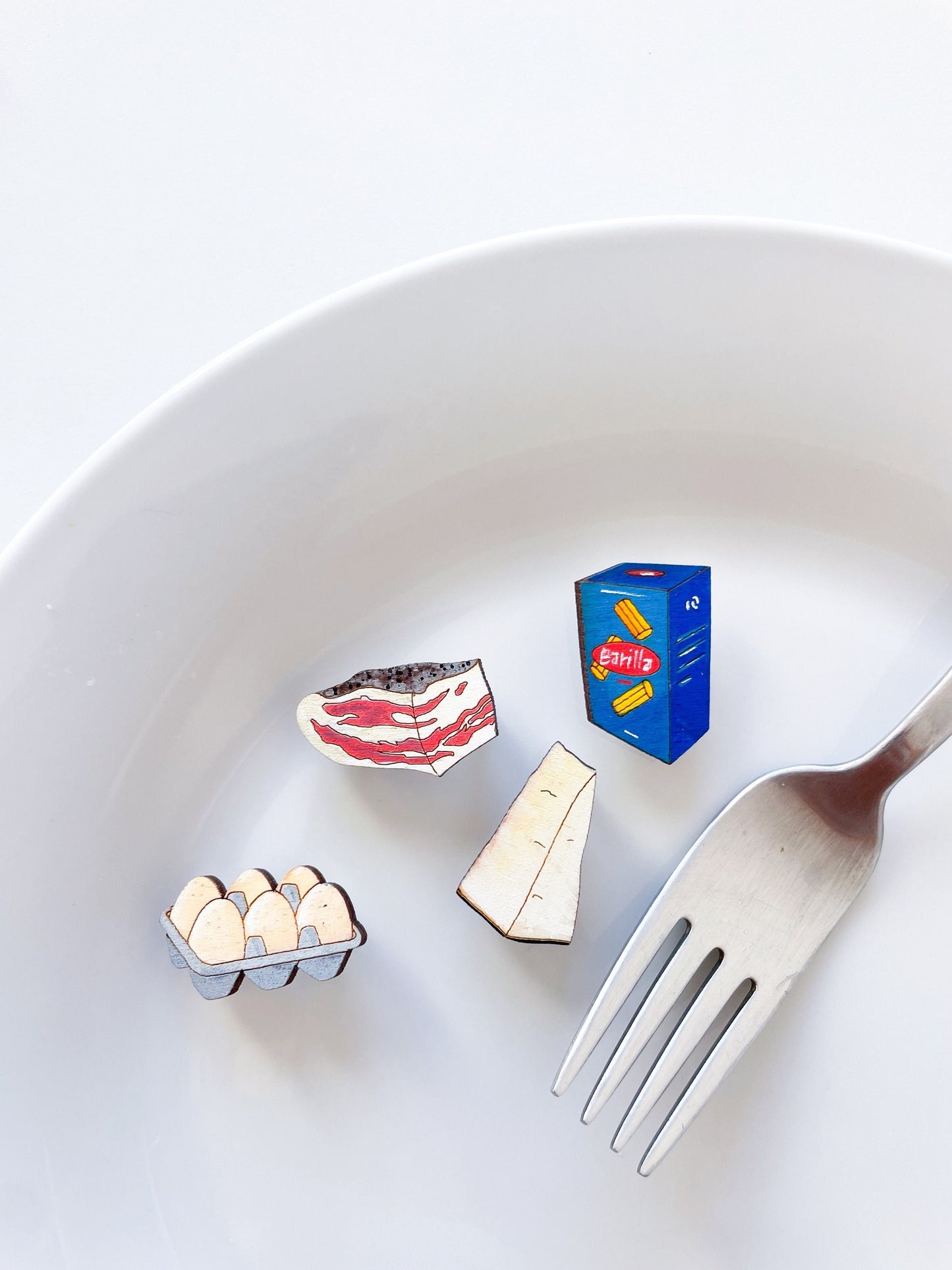 Brooches in set: Pasta Carbonara