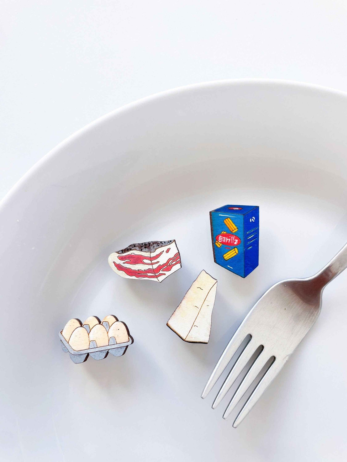 Brooches in set: Pasta Carbonara