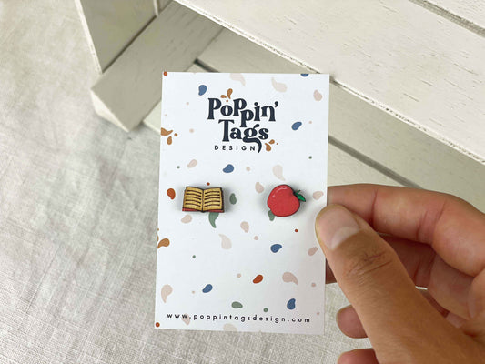 Earrings: Apple and Book