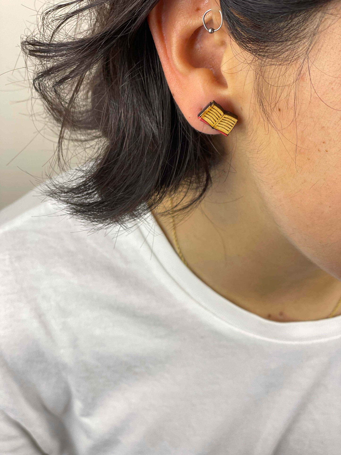Earrings: Apple and Book