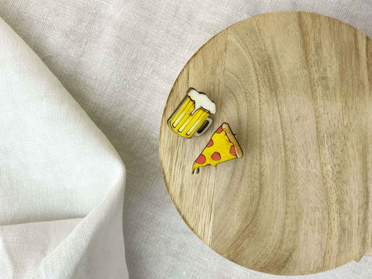 Paired Brooches: Pizza and Beer