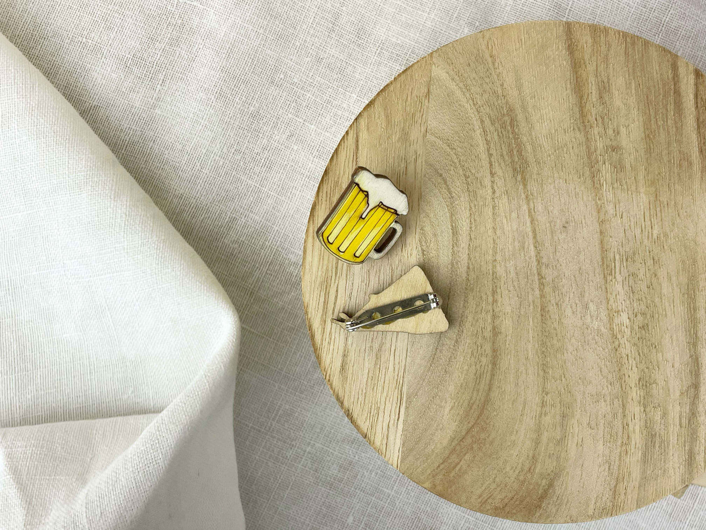 Paired Brooches: Pizza and Beer