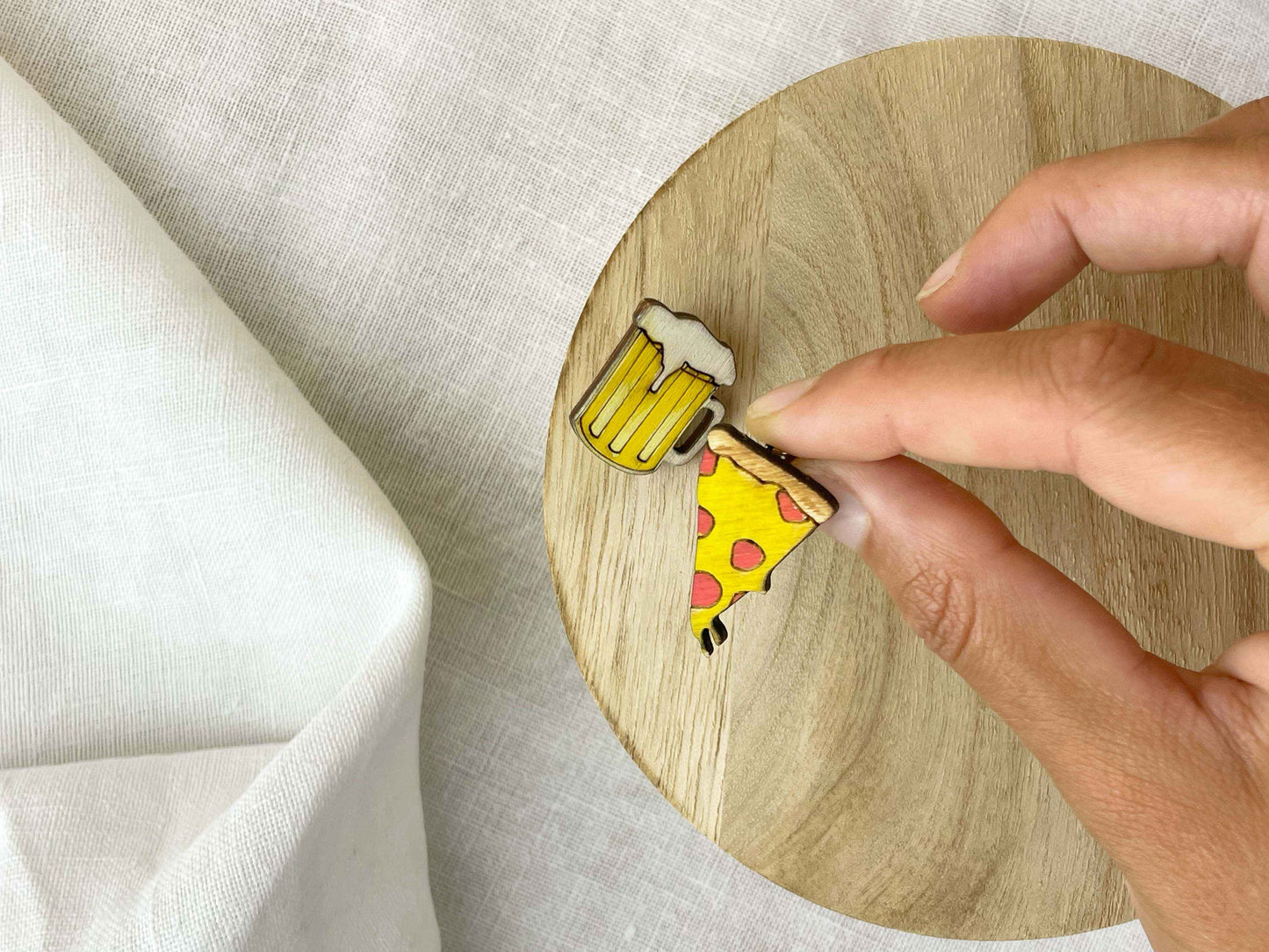 Paired Brooches: Pizza and Beer