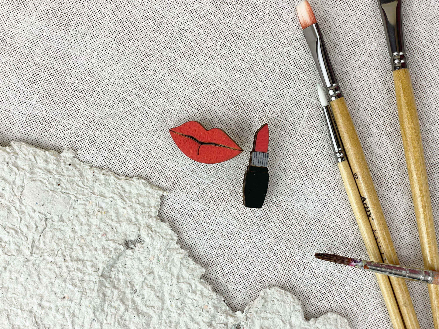 Paired Brooches: Lipstick