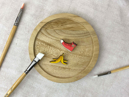 Paired Brooches: Banana Peel