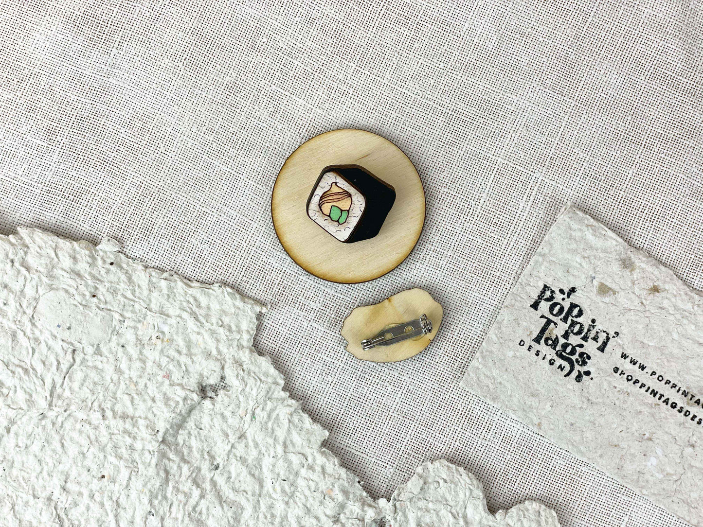 Paired Brooches: Sushi