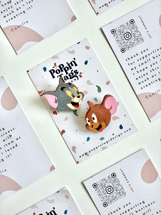 Paired Brooches: Tom & Jerry