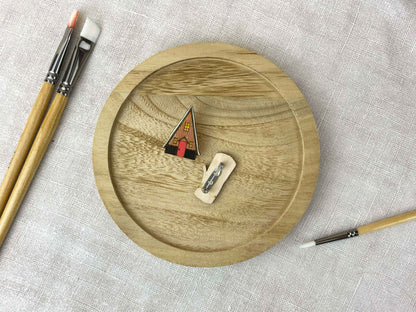 Paired Brooches: Mountain Cabin