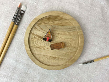 Paired Brooches: Mountain Cabin