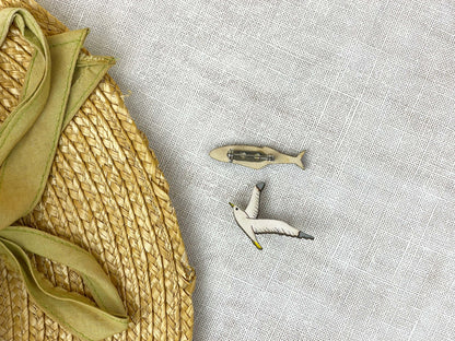 Paired Brooches: Seagull and Sardine