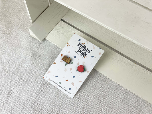 Earrings: Apple and Book