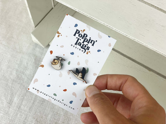 Earrings: Stork and Baby