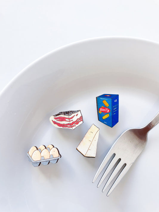 Brooches in set: Pasta Carbonara