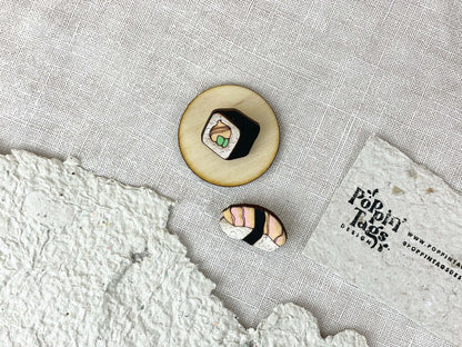 Paired Brooches: Sushi
