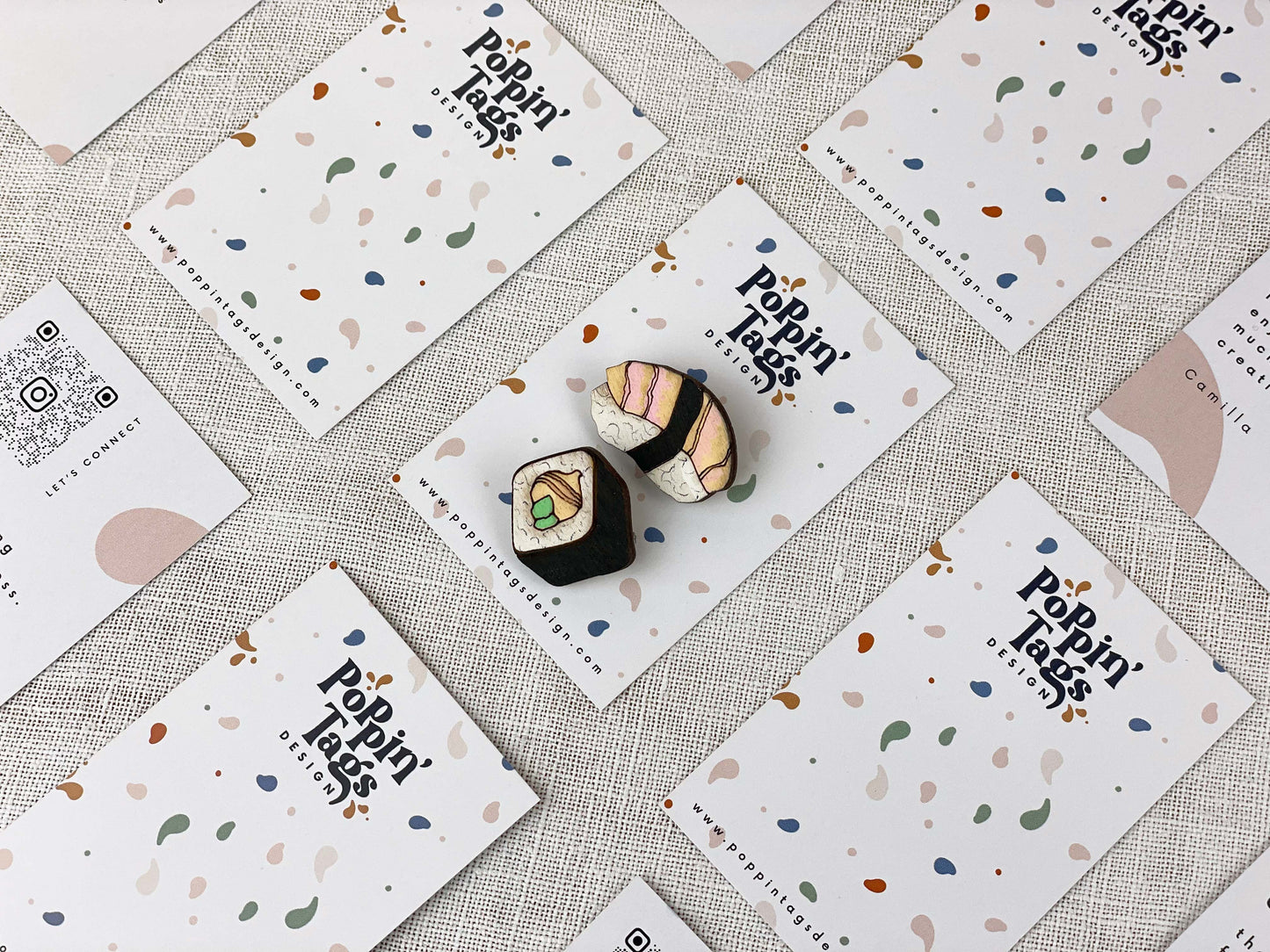 Paired Brooches: Sushi
